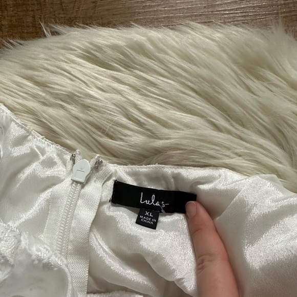 LULU’S Exceptionally Angelic White Floral Puff Sleeve Mini Dress - Picture 8 of 8